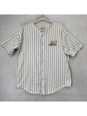 Jeff Gordon 24 Shirt Mens XL White Pinstripe NASCAR Auto Racing Competitors View